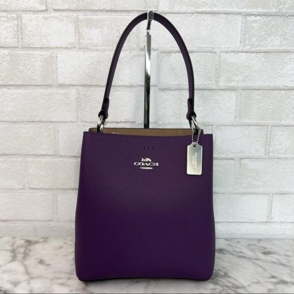 ❗️Sold❗️Coach Purple Small Town Bucket Bag Crossbody Shoulder Bag & Snap Wallet - Picture 5 of 16